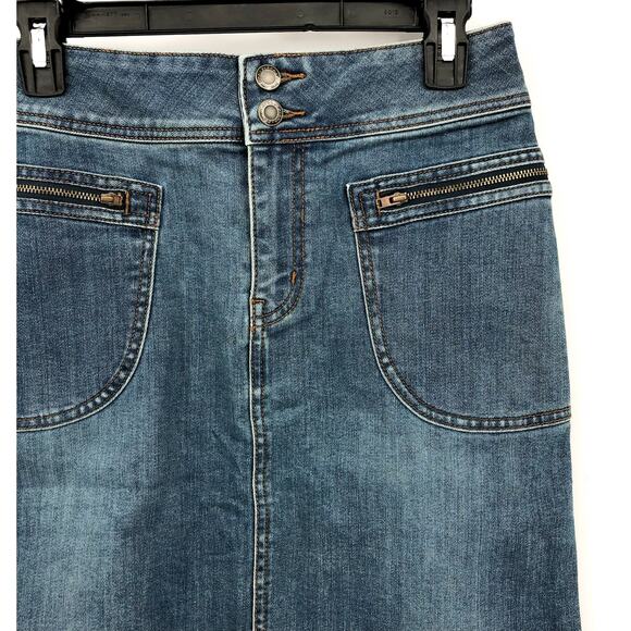 PRANA Women's Broadway Denim Pencil Skirt Size 2 True Blue Organic Cotton NWT - Picture 5 of 11